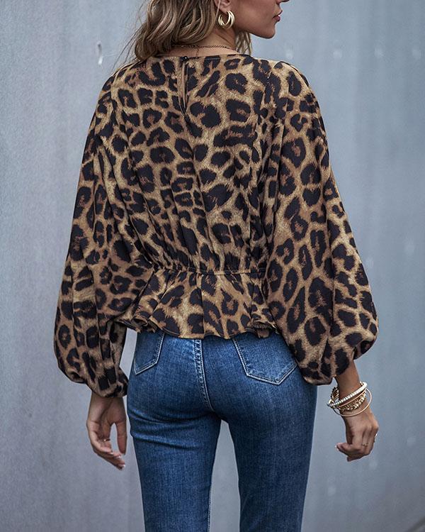 Women Leopard Fashion Long Sleeve Tops