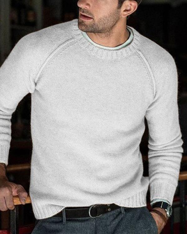 Men's Solid Color Casual Knit Sweater