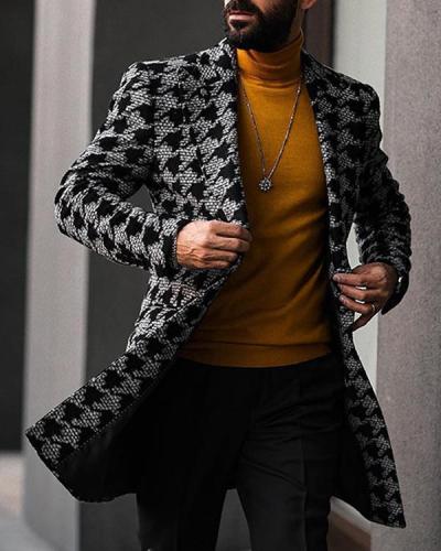 Men Long Woollen Wind Coat Casual Double Breasted Mens Wool Overcoat
