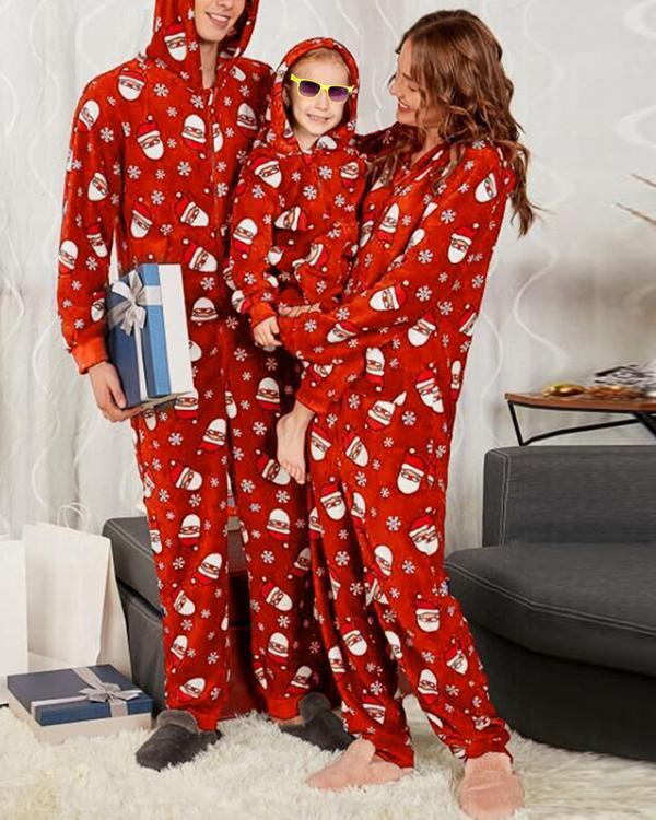 Santa Claus Print Family Matching Christmas Jumpsuit for Mom