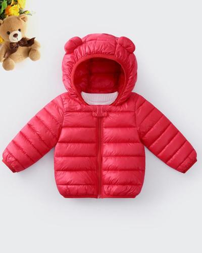 Baby / Toddler Stylish 3D Ear Print Solid Hooded Down Coat