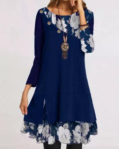 Casual Floral Round Neckline Above Knee Shift Dress