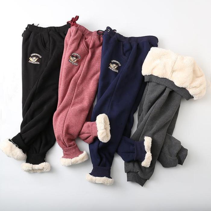 Women Solid Color Casual Daily Warm Pants