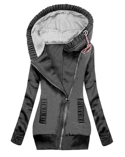 Women's Long Sleeve Cotton Slim Fit Midi Hoodie Coat