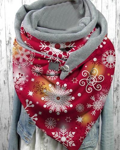 Women Ombre Snowflake Christmas Scarves with Button
