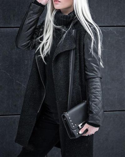 Black Fashion Long Sleeve Coat