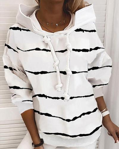 Striped Casual Hoodie Shirts & Tops