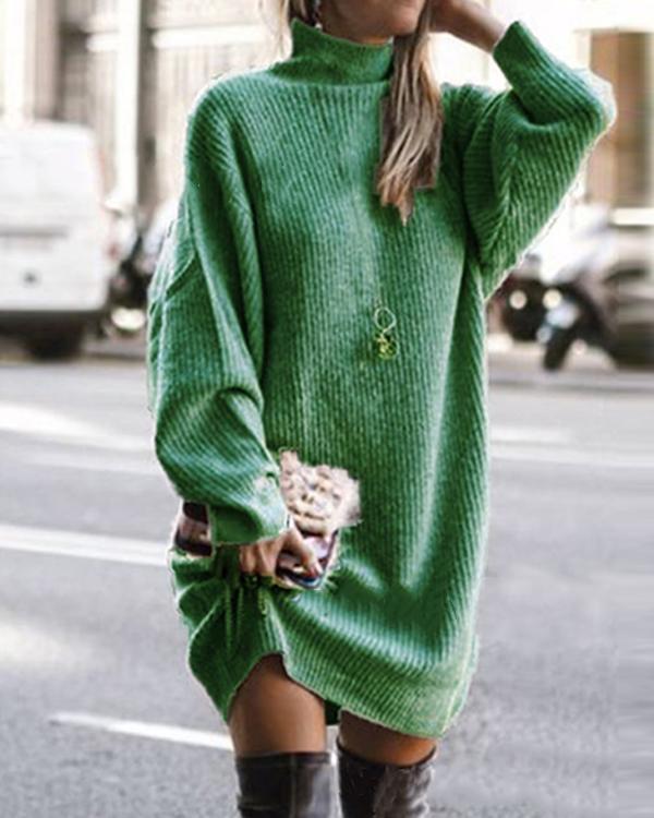 Trendy Patchwork Sweety Sweater Dress