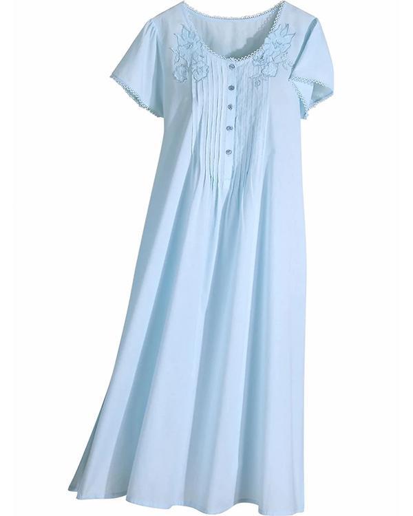 Lace And Floral Cotton Nightgown