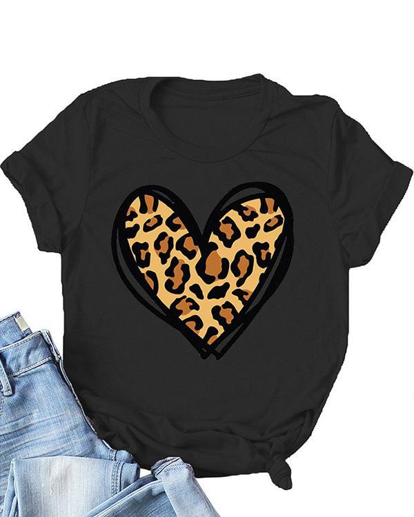 Valentine's Day Printed Love Heart Short Sleeves T-Shirt