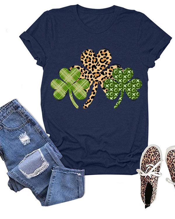 Leopard Leaves Printed Short Sleeves T-Shirt
