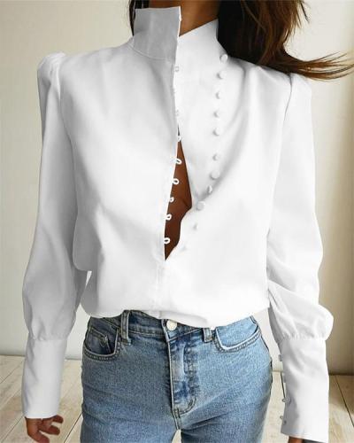 Women Vintage Stylish Button Shirts&Blouses