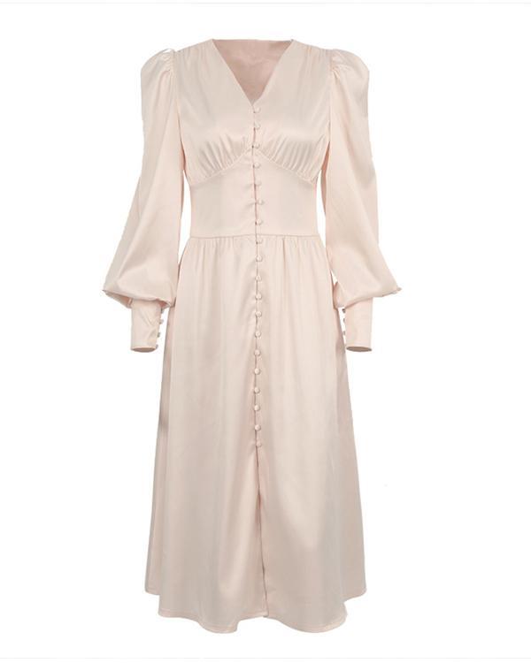 Spring Soft&Breathable Satin Ruched Dress Elegant Gowns