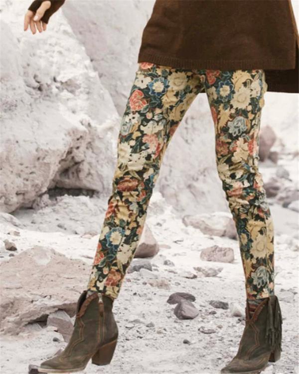 Women Floral Print Leggings Casual Pants