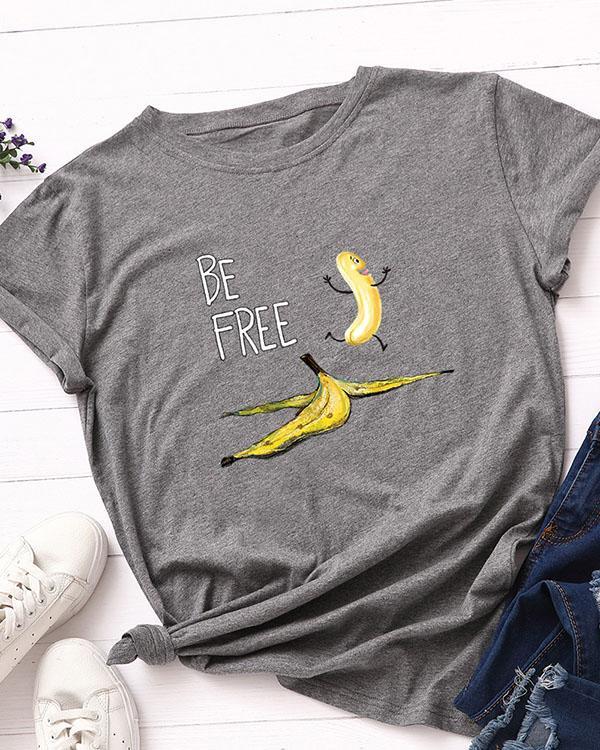 Be Free Print Short Sleeve T-Shirt