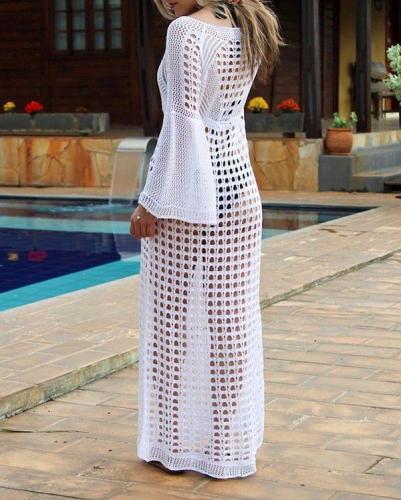 Long Mesh Crochet Tunic Beach Swim Dress Cover ups