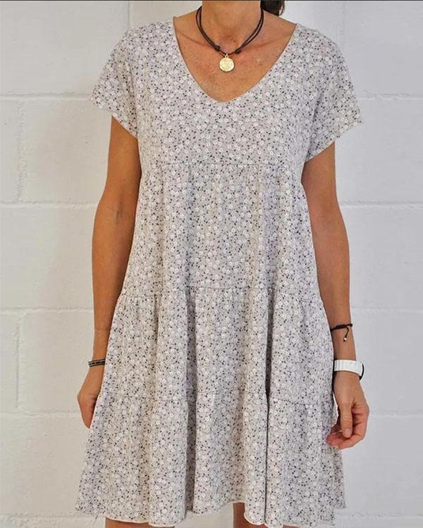 Casual Floral Ruffle Dress