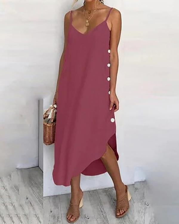 Sleeveless Solid Color Sexy Midi Dress