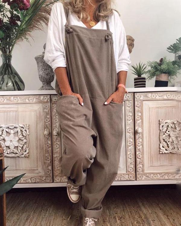 Womens Plus Size S-5XL Overalls Casual Loose Jumpsuit