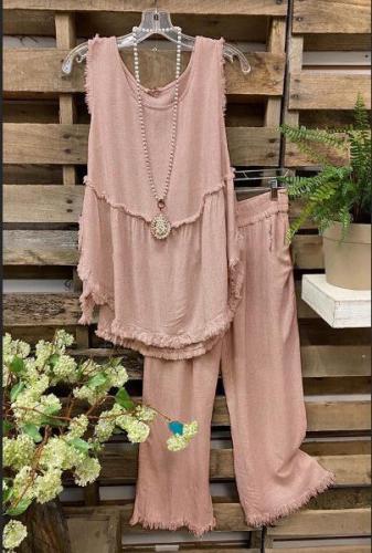Sleeveless Casual Linen Vest+Pants