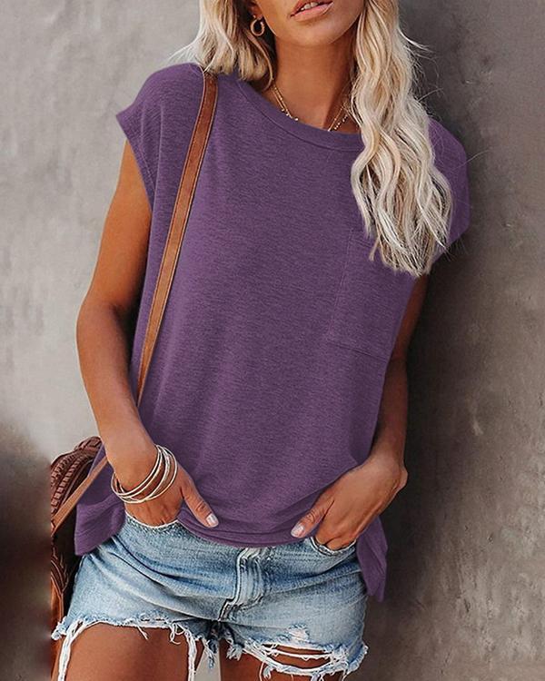 Solid Color Sleeveless Tank Slim Fit Top