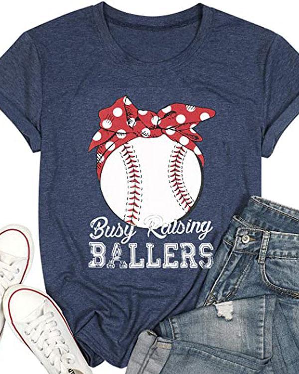 Baseball Mom Shirt Women Busy Raising Ballers Funny Tshirt