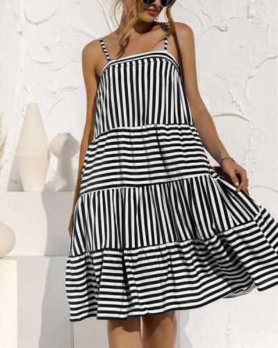 Sling Stripe Stitching Dress