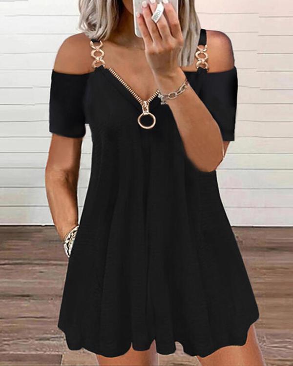 Solid Shift Above Knee The Little Black / Casual Tunic Dresses