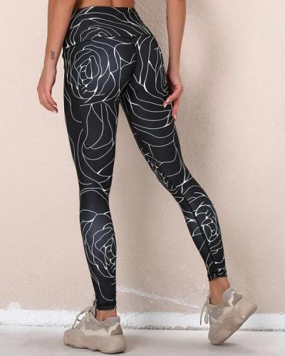 Abstract Patterns Print High Elastic Active Pants leggings