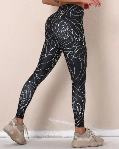 Abstract Patterns Print High Elastic Active Pants leggings