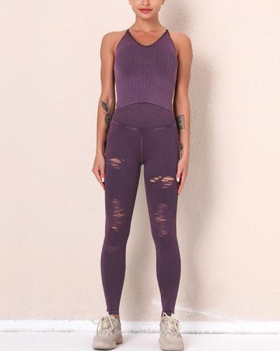 2021 New Fitness Legging Yoga Pants & Vest Suit