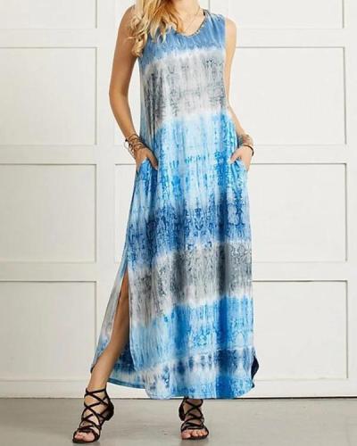 Sleeveless Tie Dye Summer Casual Maxi Dress