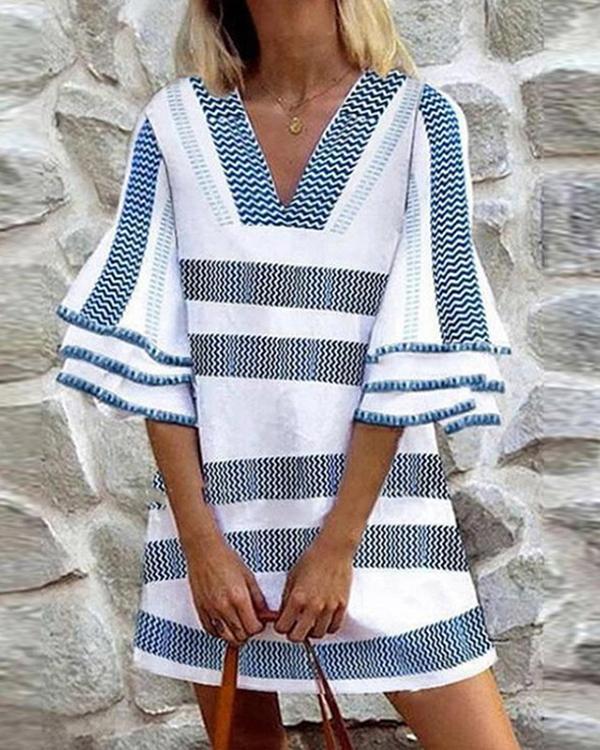 Striped Print Mid-waist Midi Skirt
