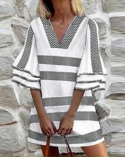 Striped Print Mid-waist Midi Skirt