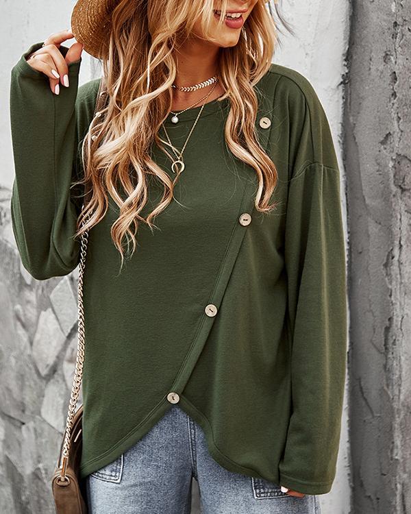 Long Sleeve Round Neck Women Loose Top