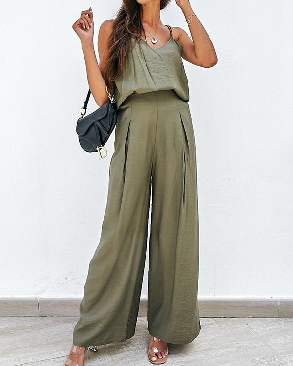 Pure Color Casual Loose Sling Women's Suit