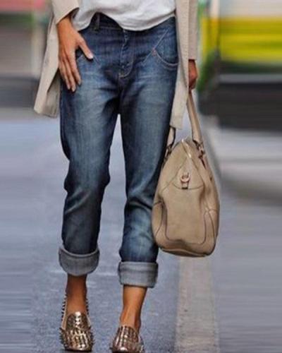 Casual Washed Denim Jeans Vintage Straight Pants