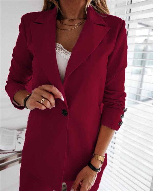 Solid color suit collar button suit jacket cardigan