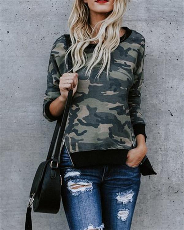 Camouflage Sweater Pull Frame Top