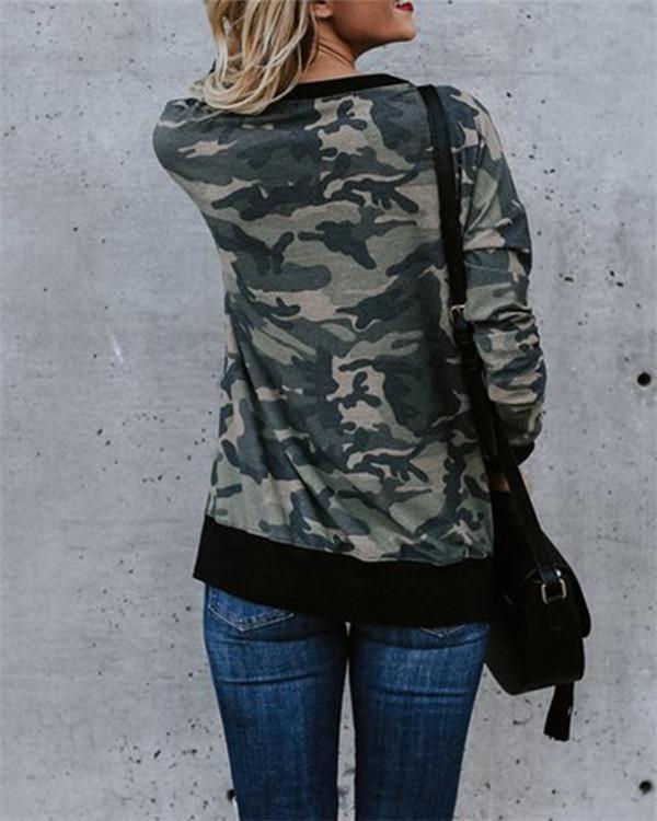 Camouflage Sweater Pull Frame Top
