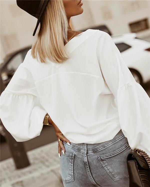 Street Fashion V-neck White Shirt