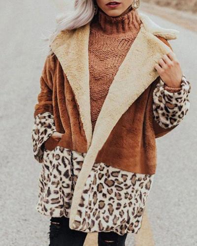 Leopard Long Sleeve Splicing Coats