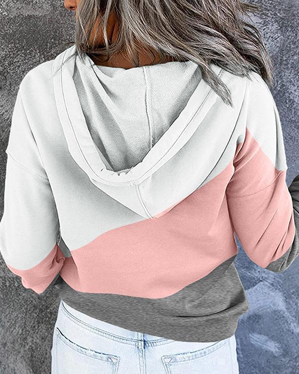 Contrast Colorblock Women's Hoodie Pullover