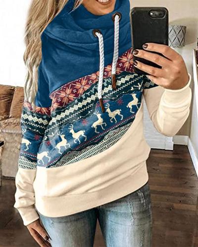 Christmas Contrast Stitching Hoodie