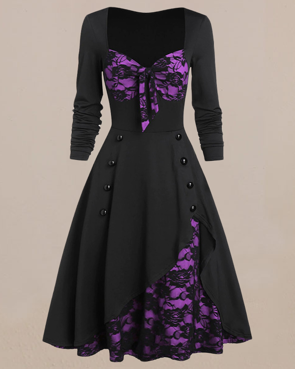 Black and Burgundy Vintage Dress