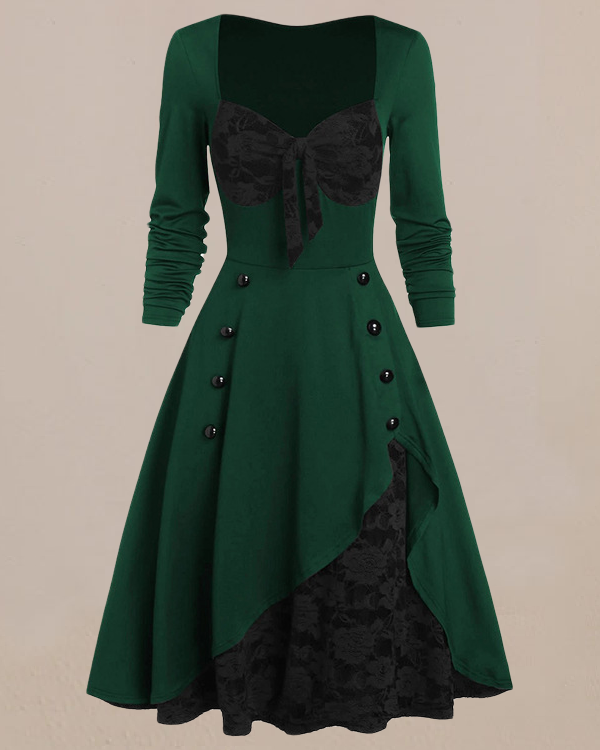 Black and Burgundy Vintage Dress