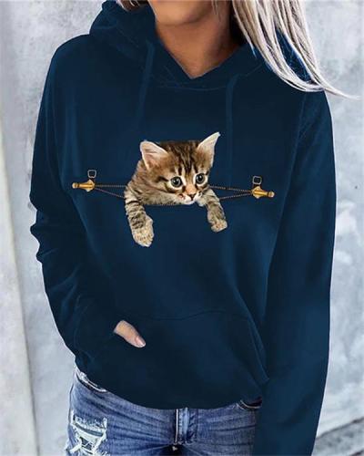 Casual Cat Long-sleeved Sweater