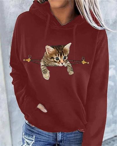 Casual Cat Long-sleeved Sweater