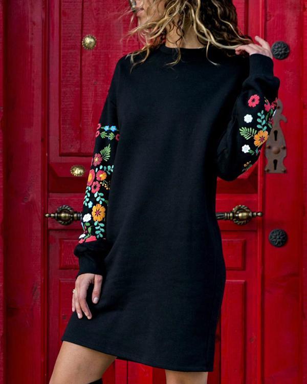 Sexy Round Neck Loose Long Sleeve Dress