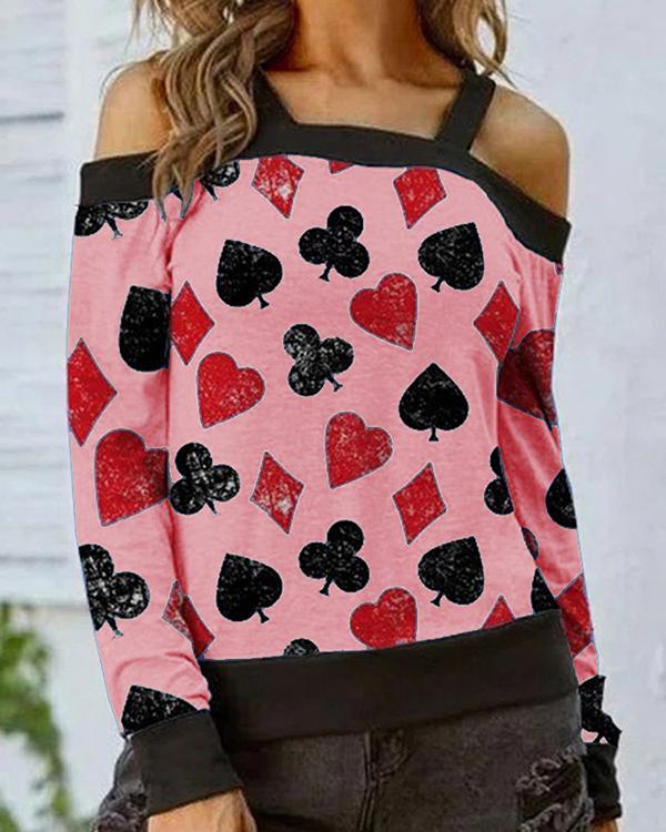 Printed Off-the-shoulder Casual Top